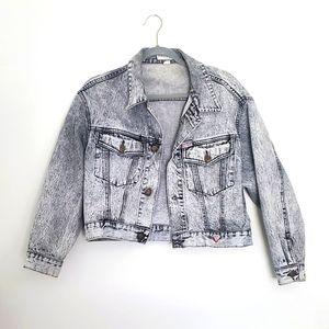 Vintage George's Marciano Guess acid wash grey/black 80's jean jacket